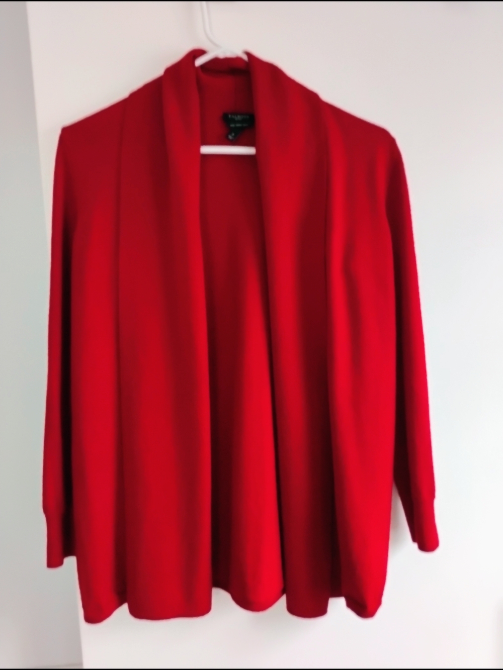 Talbots Red Open-Front Wool Cardigan